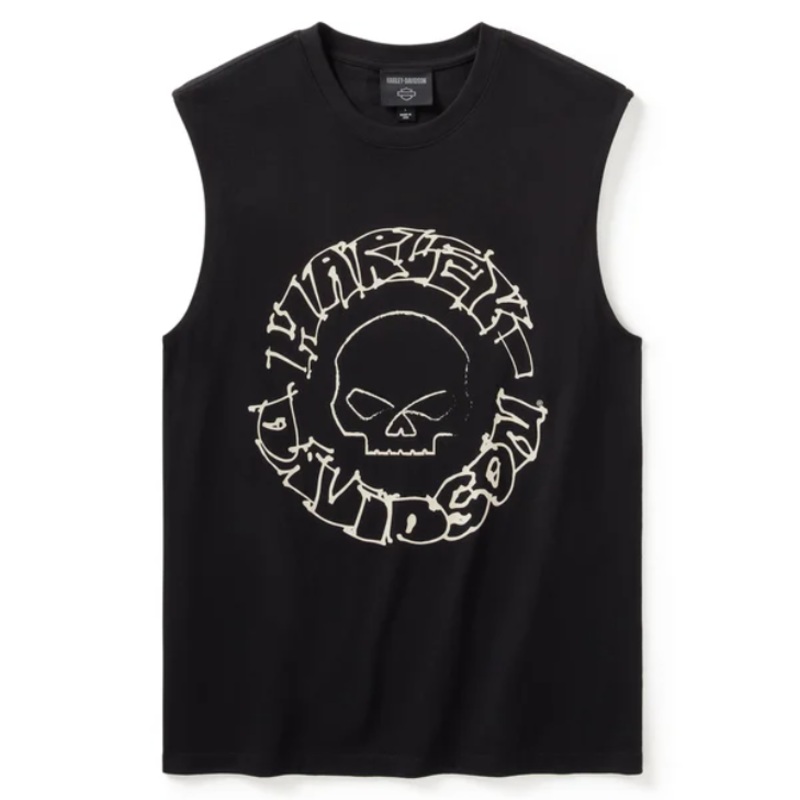 Genuine Willie G Circle Skull Sketch Art Muscle Tee 96277-25VX