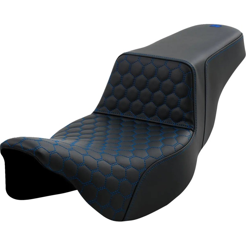 Saddlemen Honeycomb Step-Up Blue Stitching Exteded Reach Seat Black / Blue