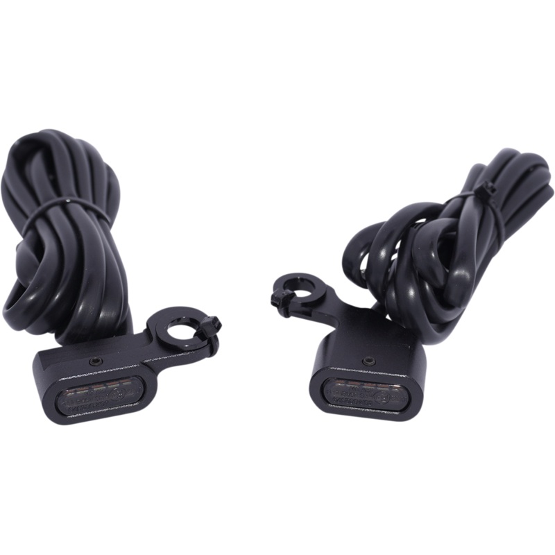 Dual Function Handlebar Lights - Matte Black/Smoke - 96-14 Softail, 96-17 Dyna, 96-03 Sportster