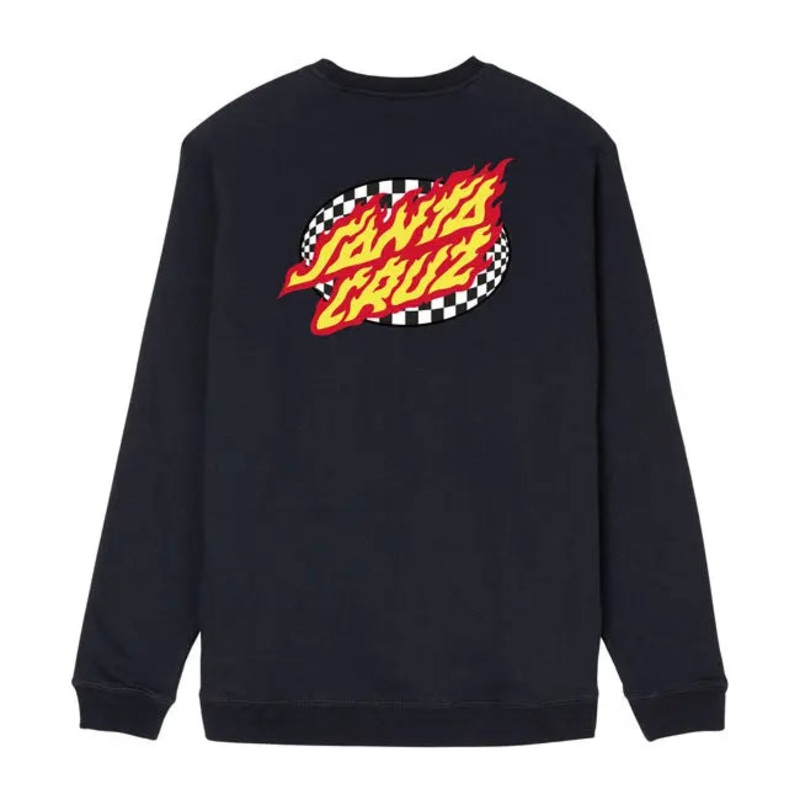Santa Cruz Oval Check Flame Sweatshirt Black