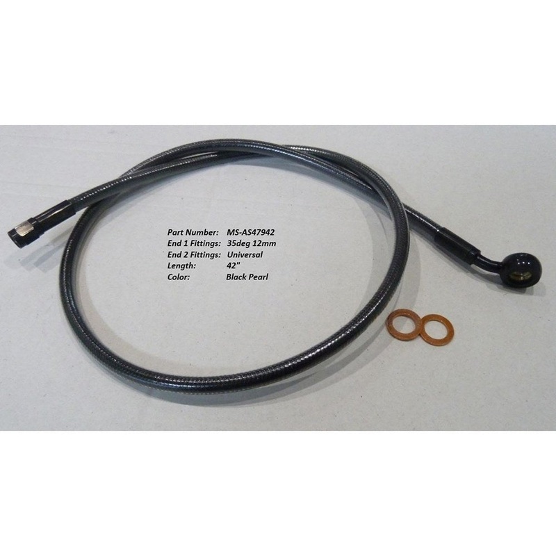 42in. Upper Front Brake Line with 7/16in. x 35 Degree Banjo - Black Pearl.