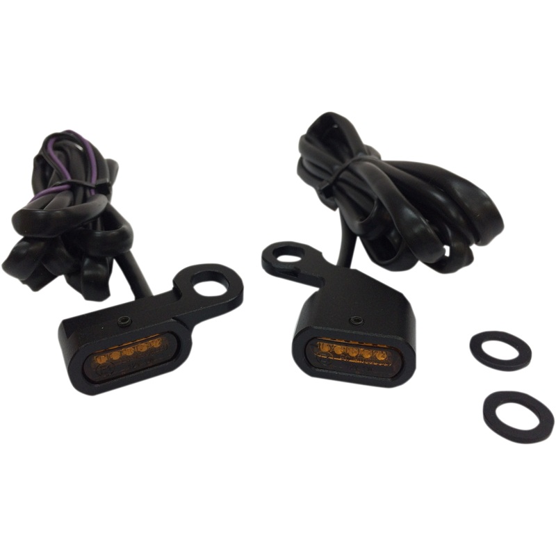 Single Function Handlebar Lights - Black/Amber - 96-14 Softail, 96-17 Dyna, 96-03 Sportster