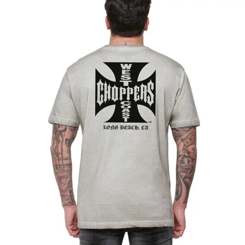 West Coast Choppers OG LBC Cross T-Shirt Vintage Grey Wash
