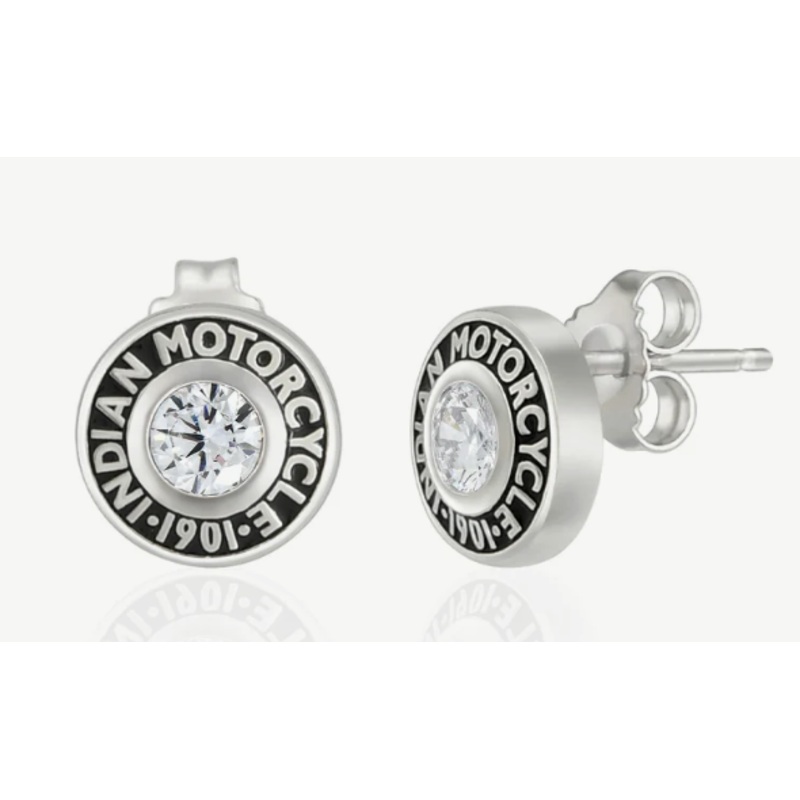 Rivet & White Stone Post Earrings