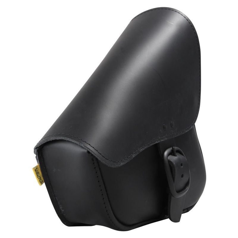 Willie & Max - Black Leather Triangular Saddle Bag - Dual Shock Swing Arm