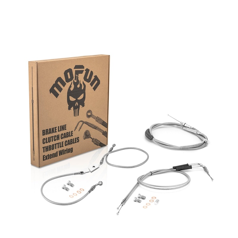 2014-2023 Harley Sportster w/ ABS Models Extended Length Upper ABS Upper Hydraulic Front Brake Line, Throttle and Idle Cable and Clutch Cable Kit (for 16"-18" Handlebar w/ ABS)