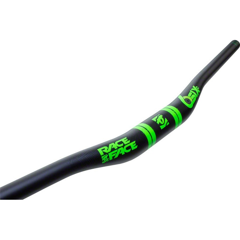 RaceFace SIXC Carbon Handlebars - 35mm Diameter - 820mm Wide - 20mm Rise - Black/Green