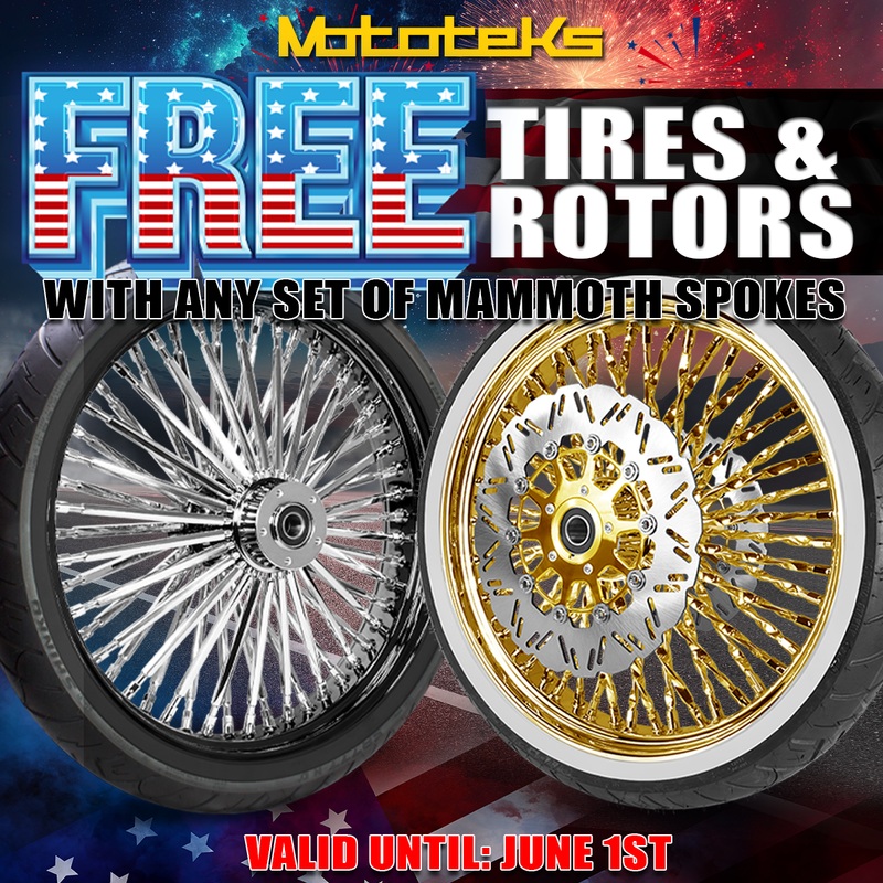 [SALE] 52 FAT SPOKE WHEEL SET FREE TIRES 2 FREE ROTORS