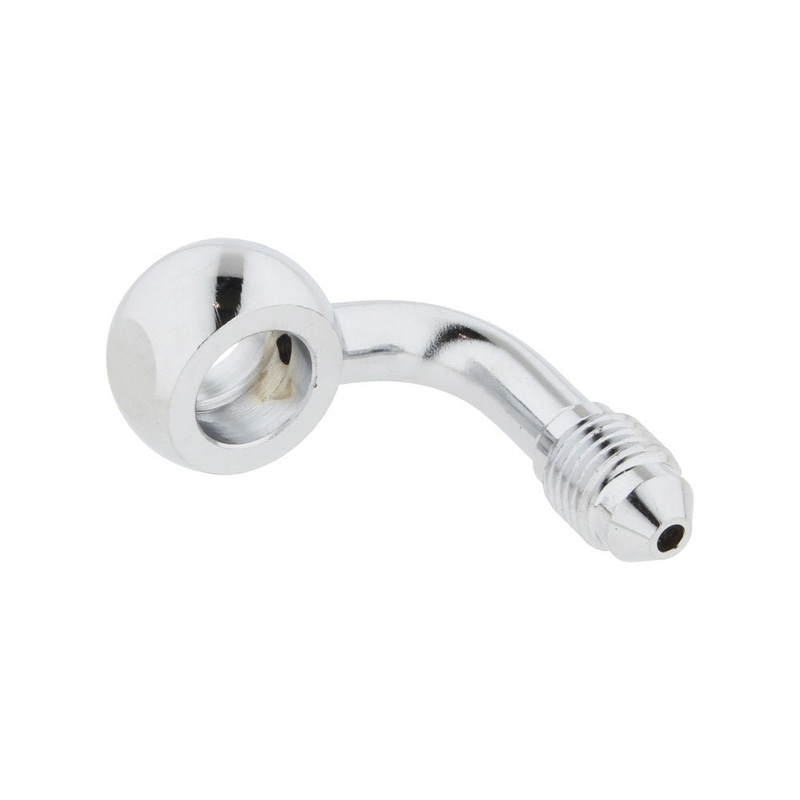 Chrome 3/8in. (10mm) ID, 90 Degree Banjo - Male #3 End.