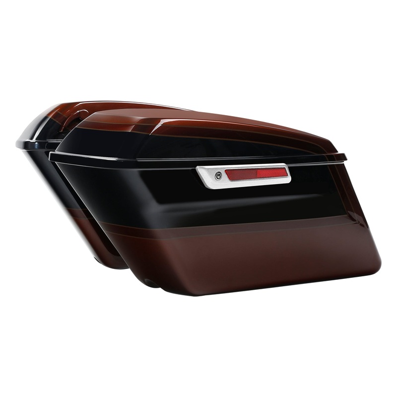 HR3 Auburn Sunglo & Black Hole With Rich Bourbon Hard Saddlebags  (Regular)For 14-23 Harley Touring