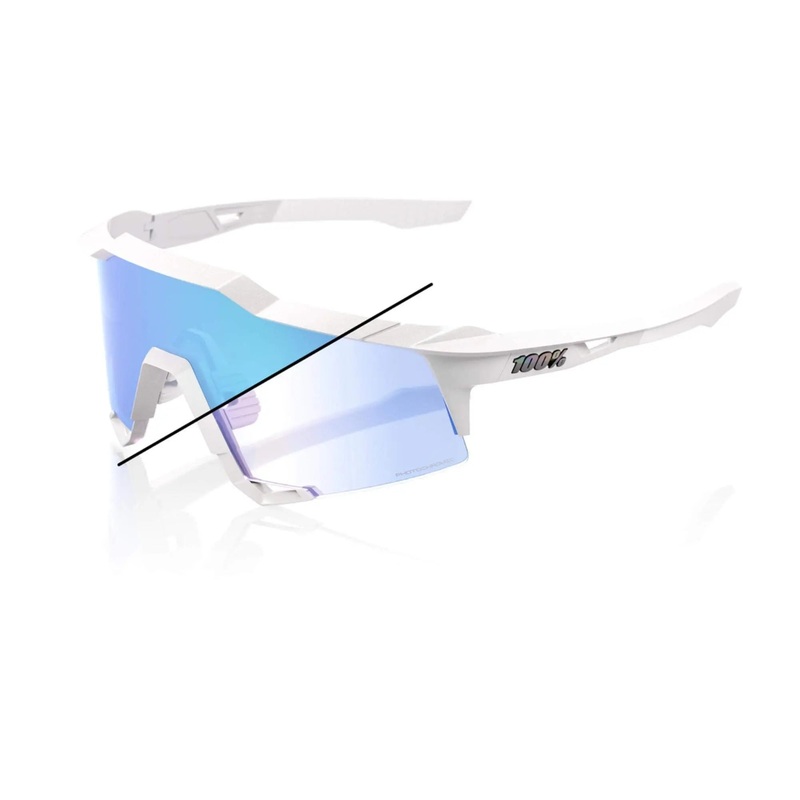 100% Speedcraft Bastille LE Glasses Pearl White Glitter / Blue Mirror Photochromic