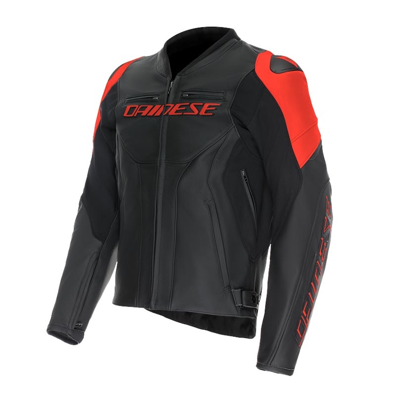 Dainese Racing 5 Leather Jacket Black / Fluo Red