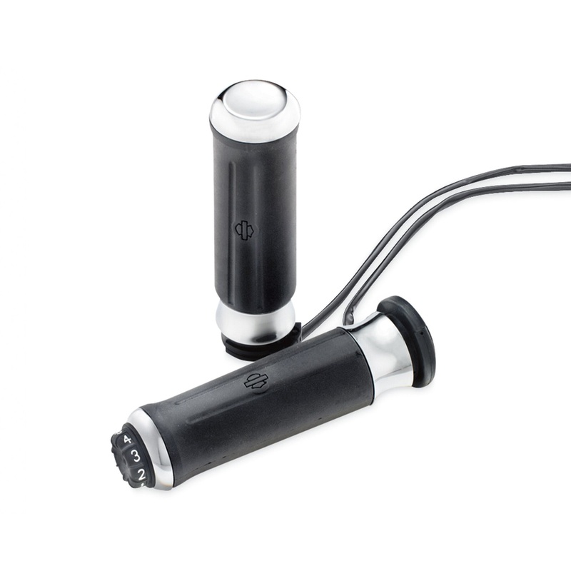 Harley Davidson 56100268 Contoured Chrome and Rubber Heated Hand Grips KIT,THROT/GRIP,HEATED,CONTOUR