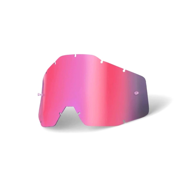 100% Accuri / Racecraft / Strata Anti-Fog Replacement Lens Pink Mirror / Smoke