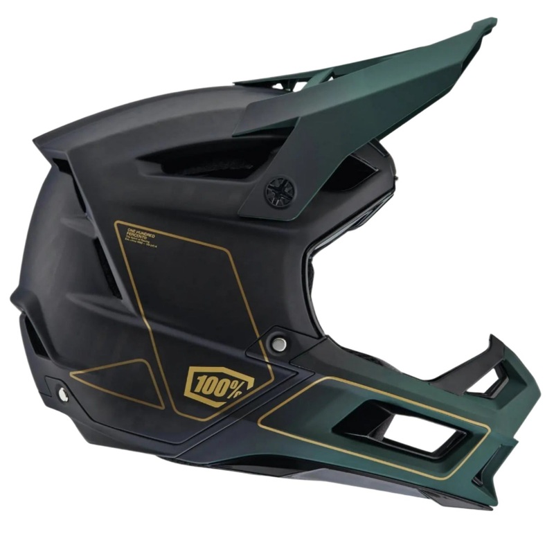 100% Aircraft 2 Cycle Helmet Carbon Gold / Forest