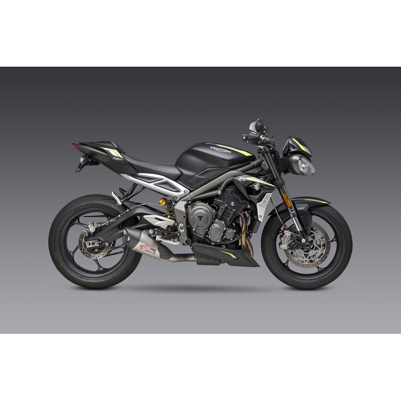 STREET TRIPLE 18-23 AT2 Stainless Slip-On Exhaust, w/ Stainless Muffler
