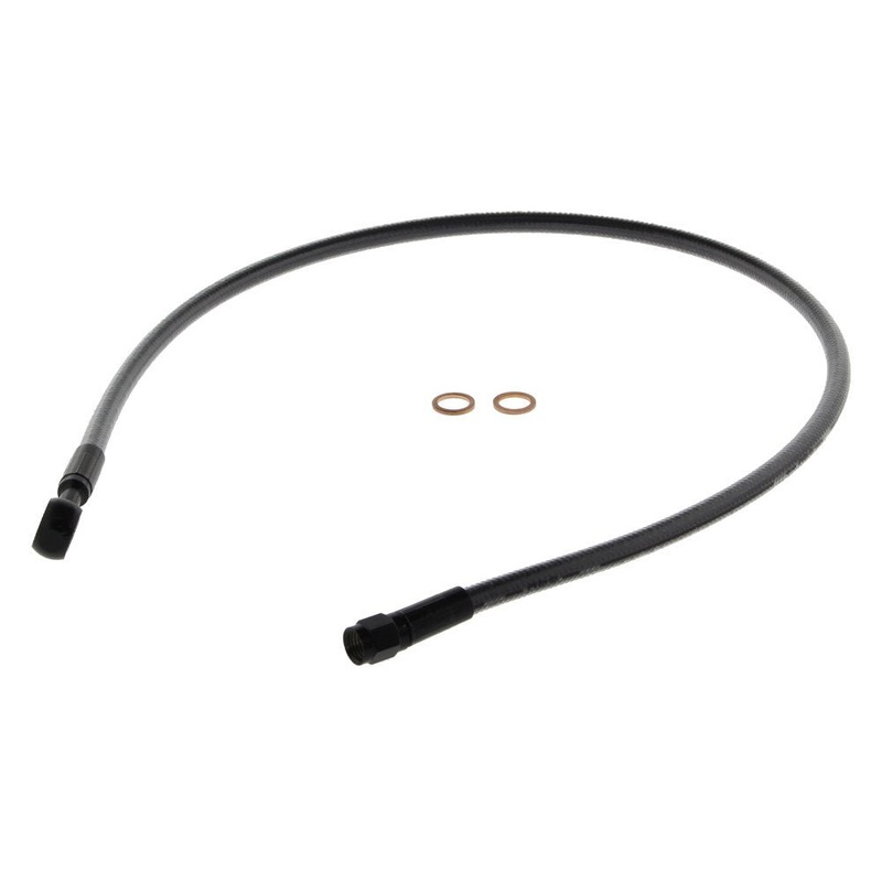 28in. Upper Front Brake Line: 10mm x 180 Degree Banjo - Black.