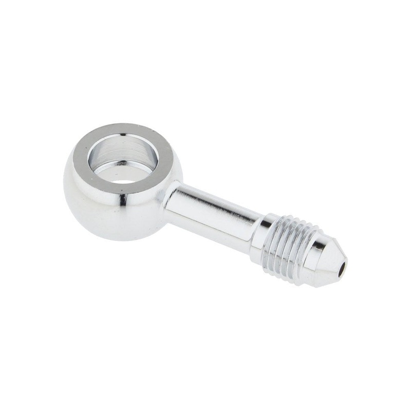 Chrome 3/8in. (10mm) ID, 180 Degree Straight Banjo - Male #3 End.