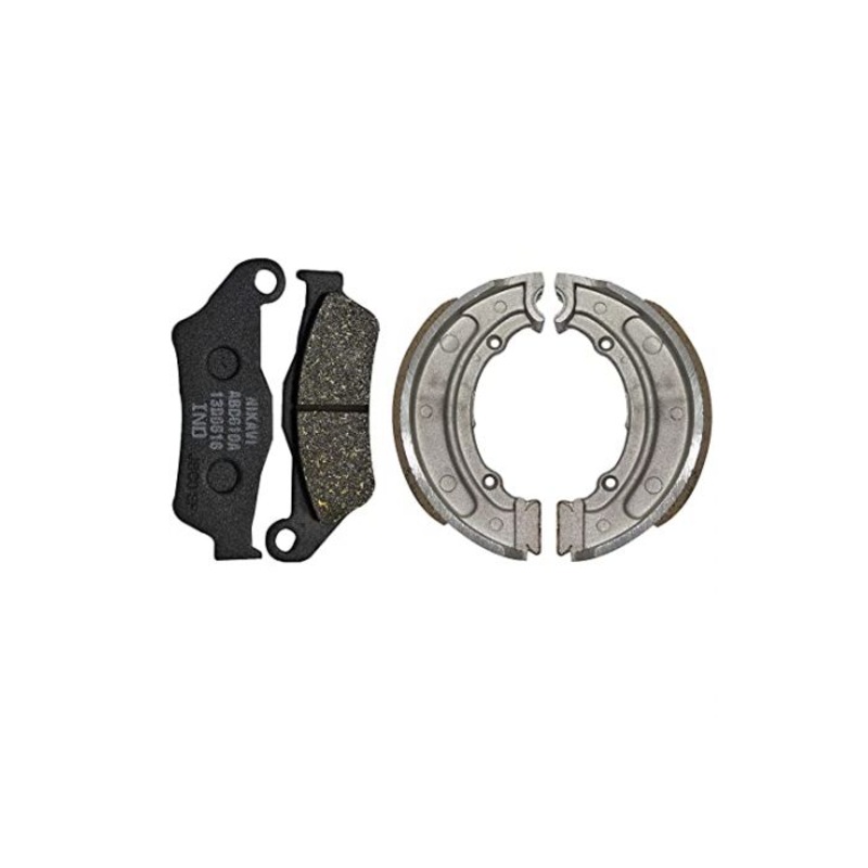 NIKAVI Front & Rear (Combo) Brake Pad + Brake Shoe Set Compatible for Bullet (DP1+BSS11)