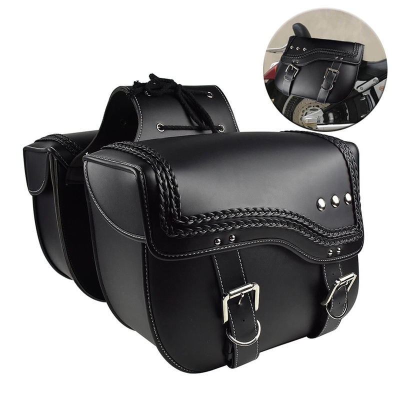 A Pair of Motorcycle Saddle Bag Bike Side Storage Pouch | Mactions