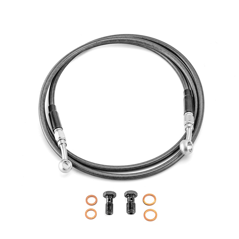 2014-2024 Harley Touring w/ ABS 70" Extended Length Stainless Steel ABS Upper Hydraulic Front Brake Line Kit for 16"-18" Handlebar