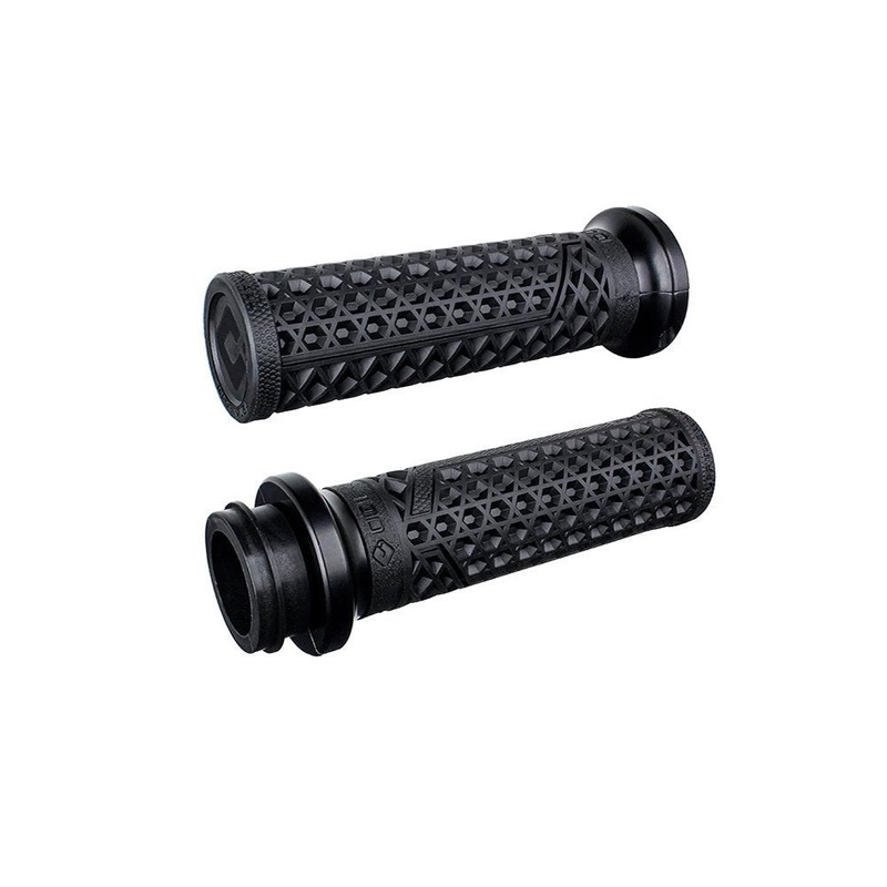 Vans Signature Lock-On Handgrips - Black/Black. Fits H-D 2008up with Throttle-by-Wire.