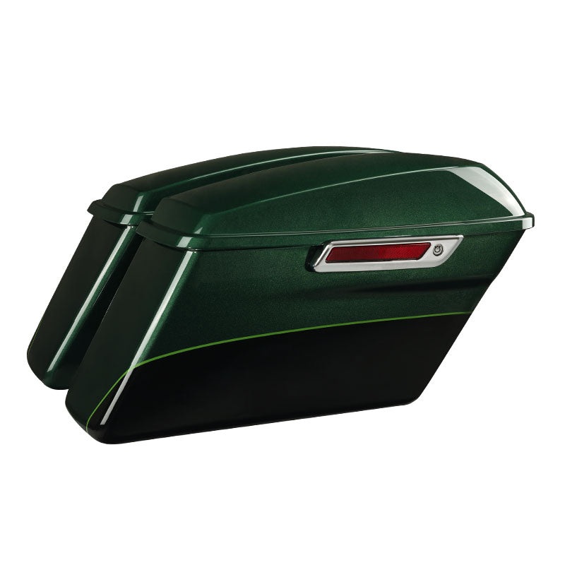 HR3 Deep Jade Pearl / Vivid Black Hard Saddlebags (Regular) For 14-23 Harley Touring