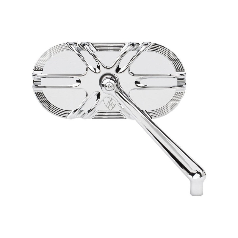 Arlen Ness Deep Cut Caged Series Mirror- CHROME. Fits RHS