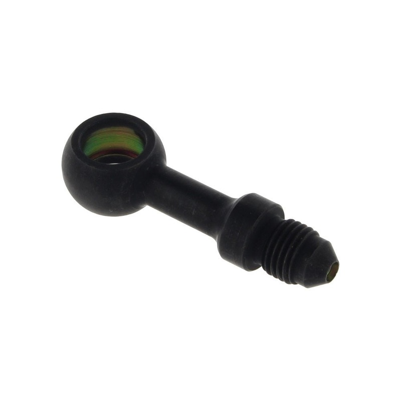 Black 3/8in. (10mm) ID, 180 Degree Straight Banjo - Male #3 End.