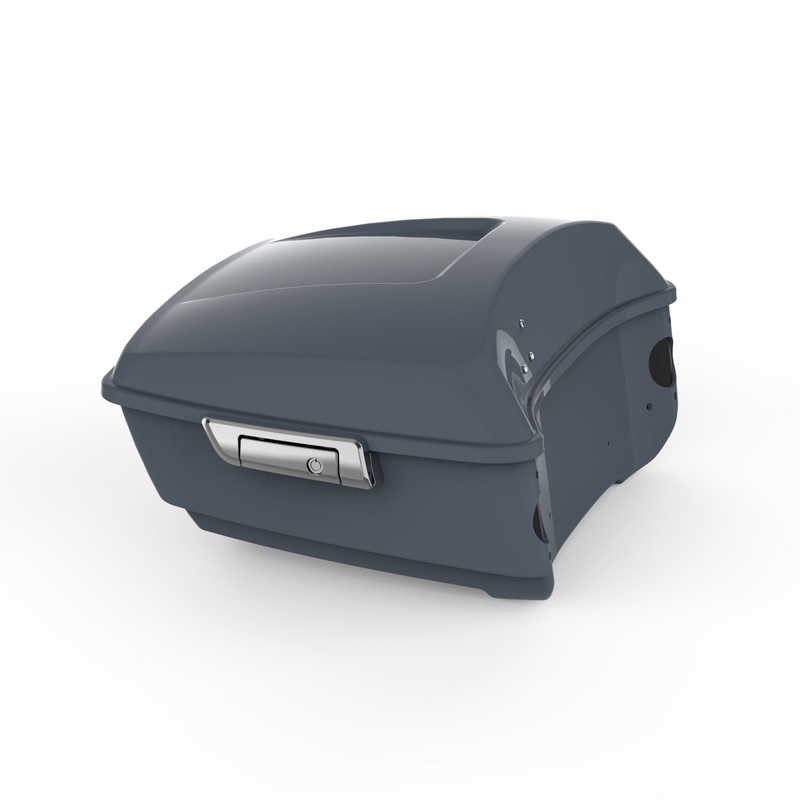 HR3 Gunship Gray King Size Tour Pack Luggage with Speaker Cut Outs For 14-24 Harley Touring