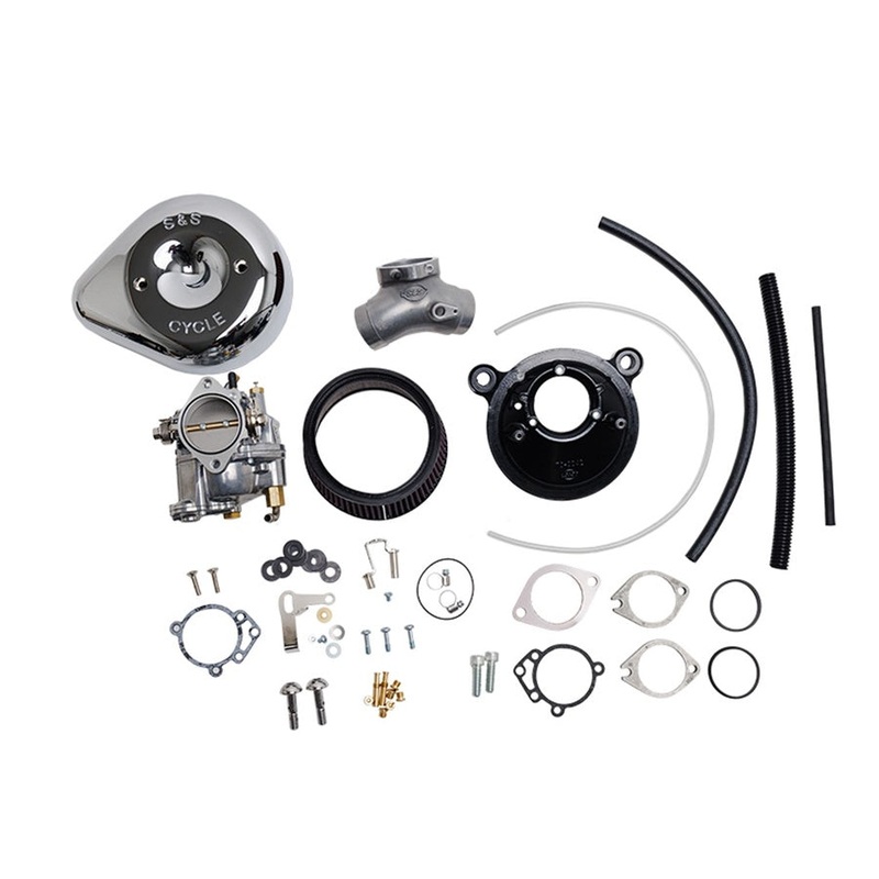 Super E Carburetor and Stealth Air Cleaner Kit, with Chrome Teardrop for 1999-2005 Big Twins
