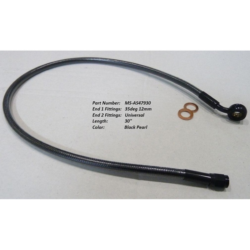 30in. Upper Front Brake Line with 7/16in. x 35 Deg. Banjo -Black Pearl.