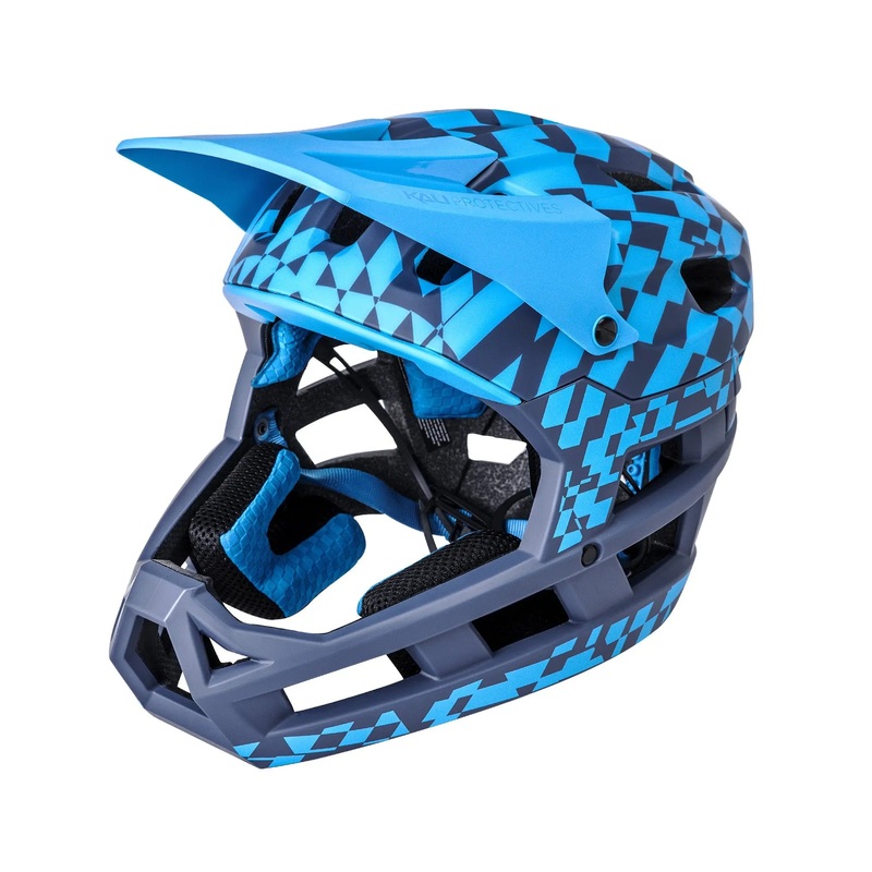 Kali LTD DH Invader Glitch Cycle Helmet Gloss Navy / Cyan