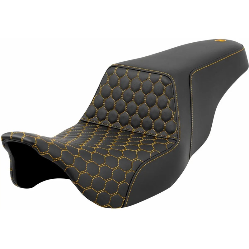 Saddlemen Honeycomb Step-Up Gold Stitching Touring Seat Black / Gold