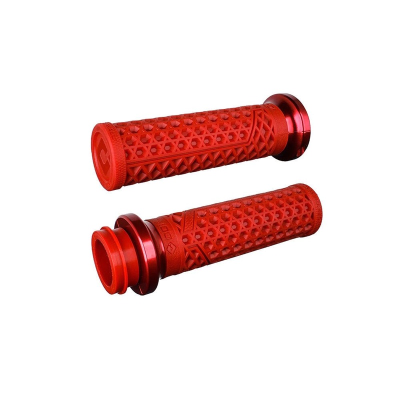 Vans Signature Lock-On Handgrips - Red/Red. Fits H-D 2008up with Throttle-by-Wire.