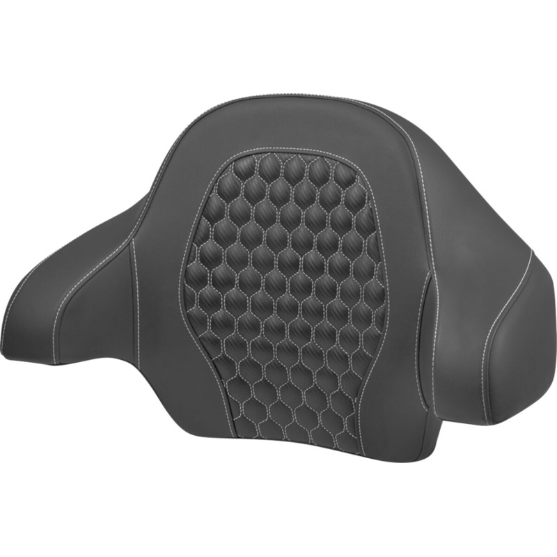 Tour Pack Backrest Pad Honeycomb, White Stitching - 14+ Touring