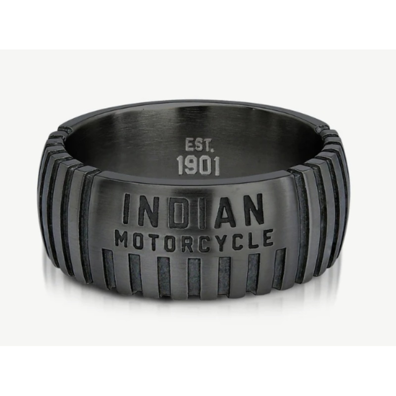 Engine Lines Band Ring in Gunmetal