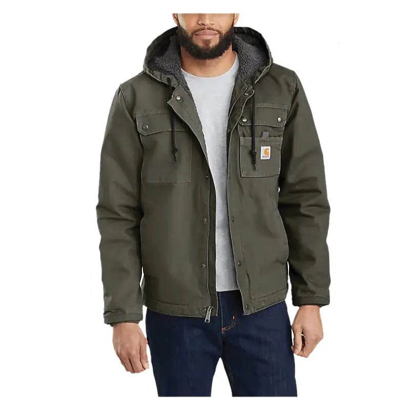 Carhartt Relaxed Fit Washed Duck Sherpa-Lined Utility Jacket Moss