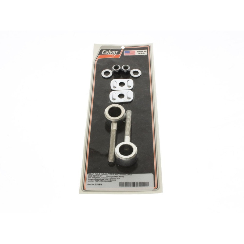 Rear Axle Adjusting Kit - Chrome. Fits Sportster 1997-2004.