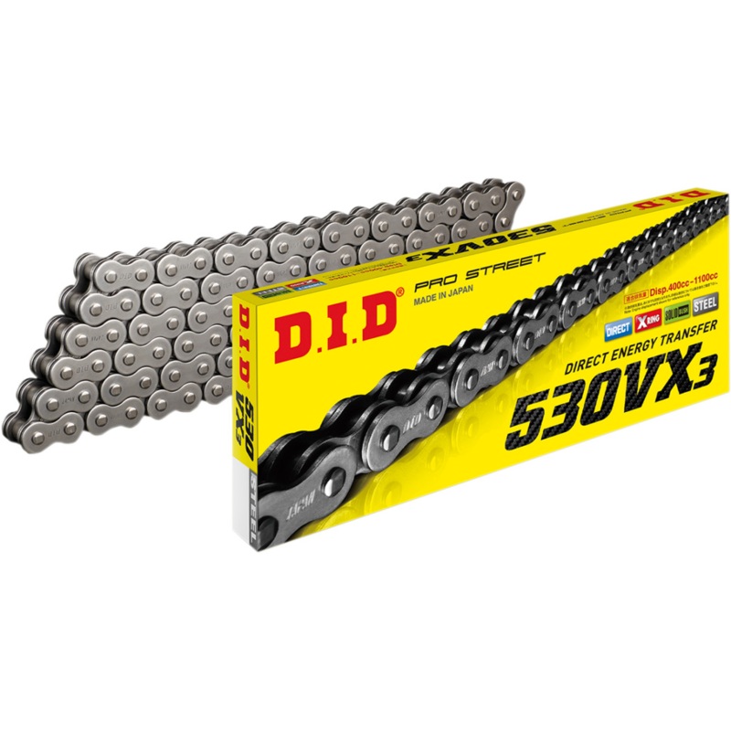 D.I.D. 530 VX3 High Performance Motorcycle Chain - 120 Links - Natural Finish