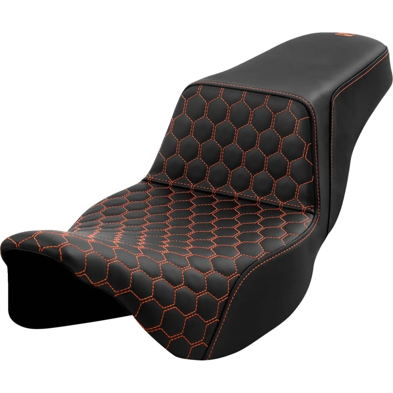 Saddlemen Honeycomb Step-Up Orange Stitching Exteded Reach Seat Black / Orange