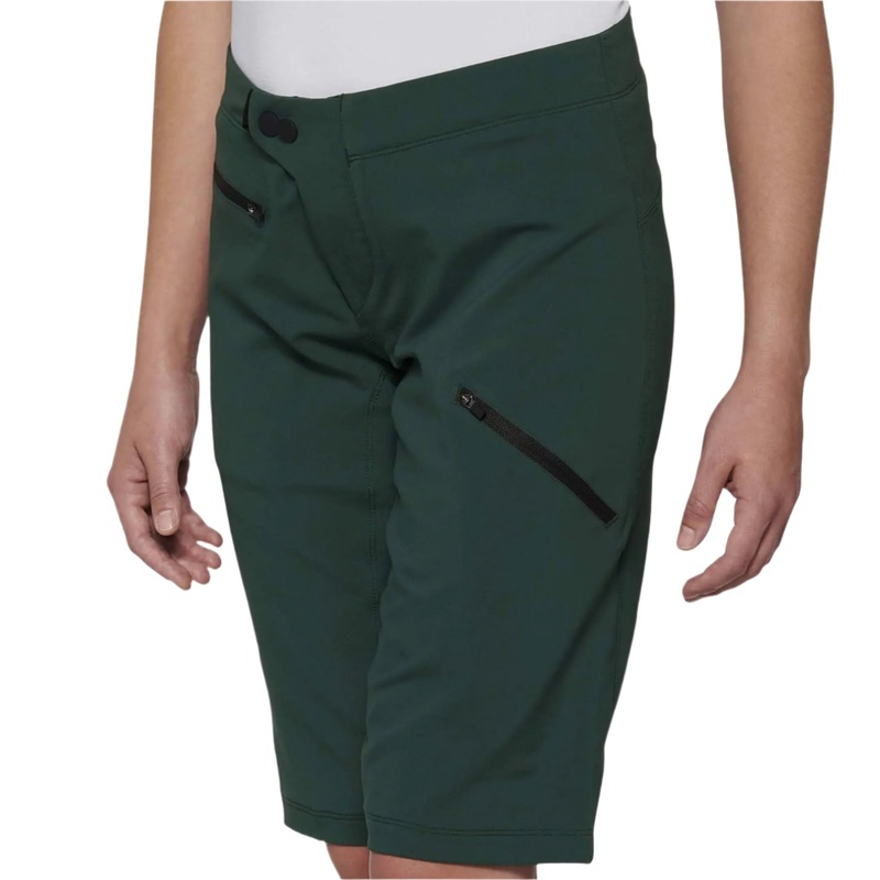 100% Ridecamp Ladies Cycle Shorts Forest Green