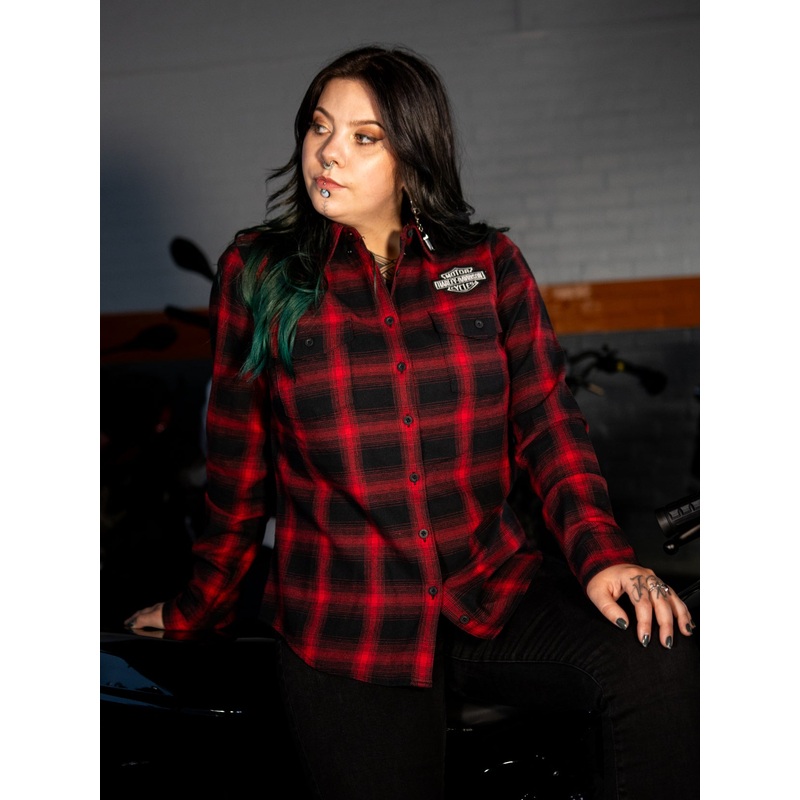 Genuine Harley-Davidson  Women's Old American Retro Long Sleeve Flannel Shirt 96280-24VW
