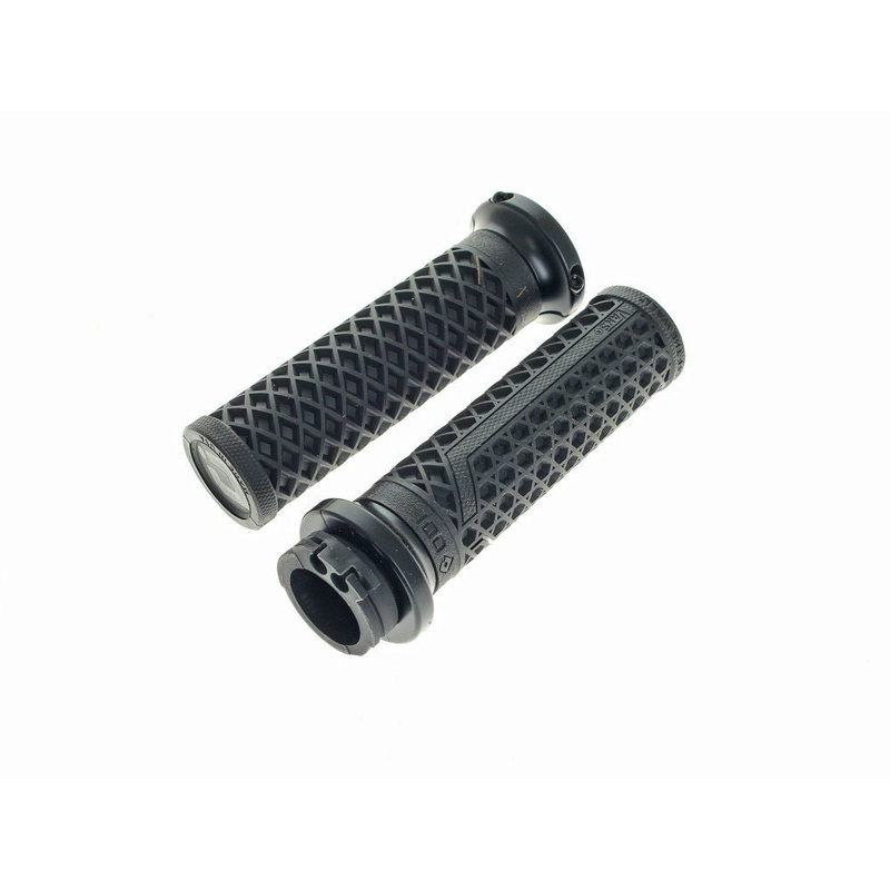 Vans Signature Lock-On Handgrips - Black/Black. Fits H-D with Throttle Cable.