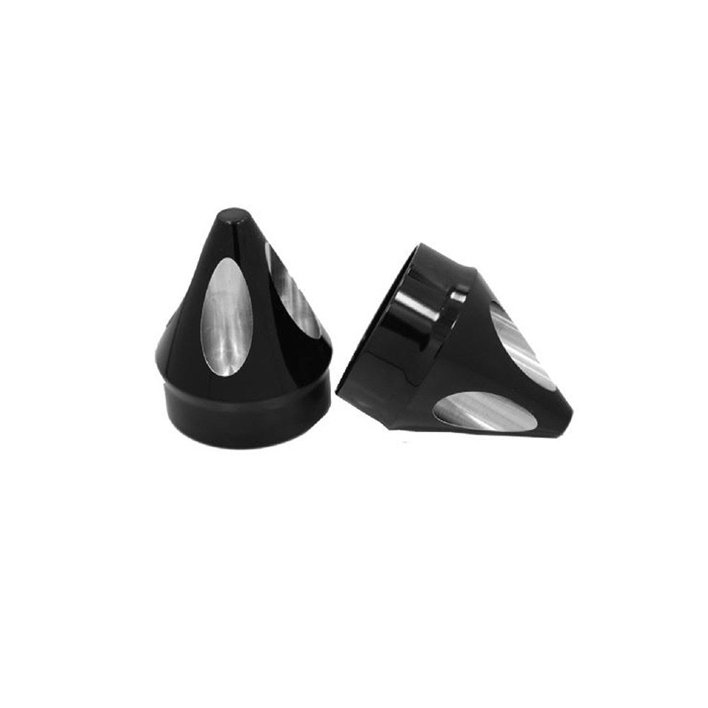 Spike Front Axle Caps - Black. Fits Softail, Dyna, Touring & Sportster with 3/4in. Axle.