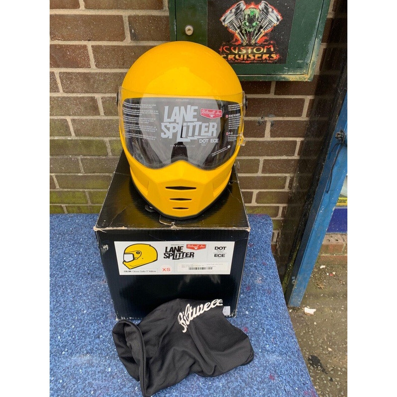 Biltwell Lane Splitter  Motorcycle Helmet full face - Yellow XS-small