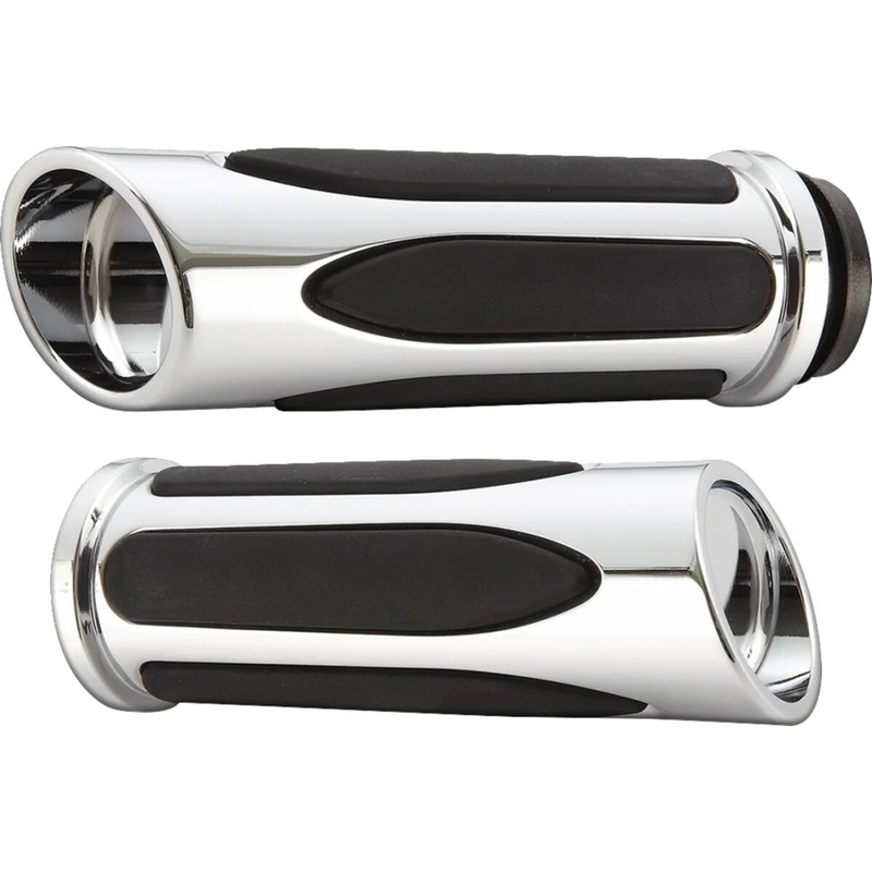Deep Cut Comfort Grips, Chrome - 24+ Touring