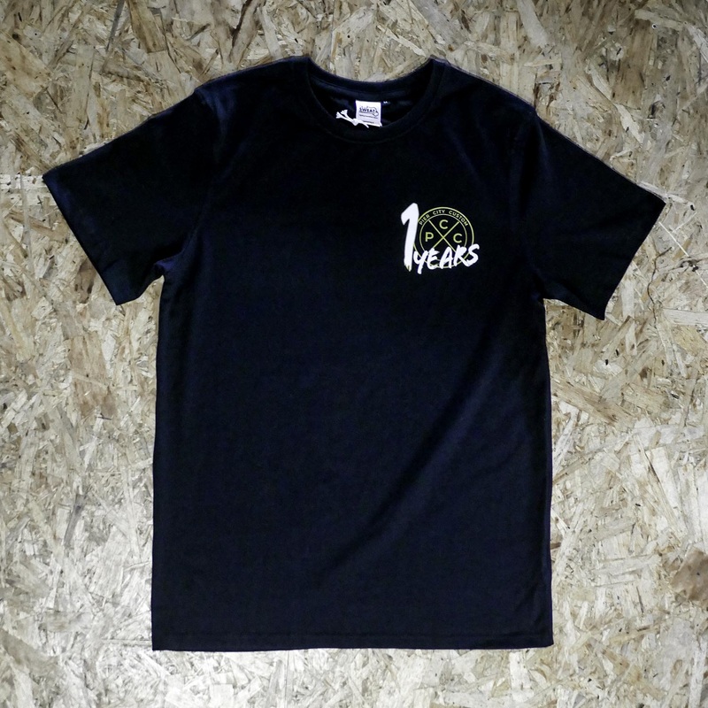 Pier City Cycles 10 Year Anniversary T Shirt - Black/Gold
