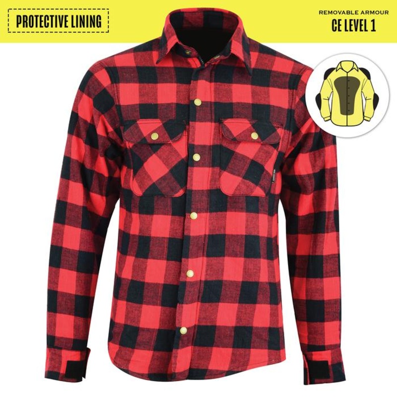 Johnny Reb Waratah Protective Shirt with Kevlar Lining - Black/Red Plaid