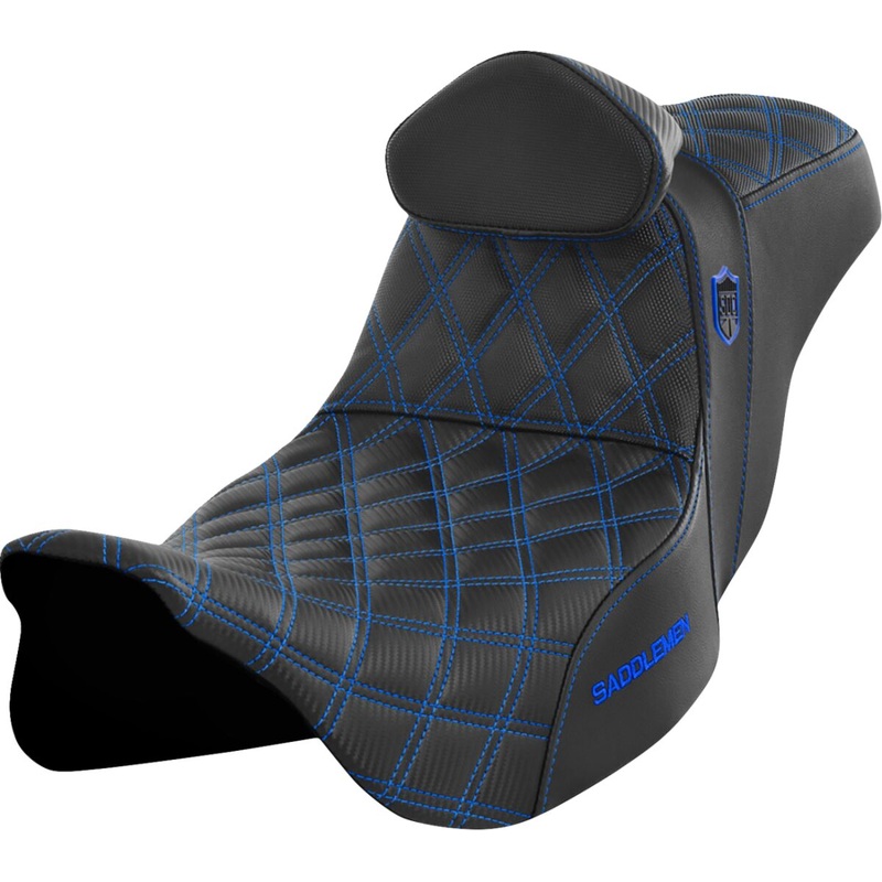 SDC Pro Series Performance Gripper Seat w/Lumbar Rest, Blue Stitch - 08-23 Touring